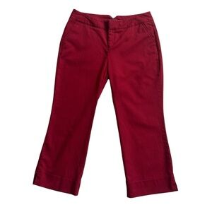 DOCKERS Stretch Size 10 Womens Chino Pants Red Crop Flat Front Classic Preppy